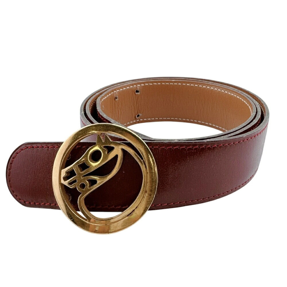 HERMES Paddock Cheval Buckle Belt, Wine Red